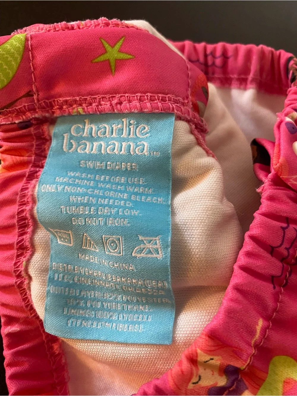 Charlie Banana 3 Piece Swimsuit Diaper Girl’s Large Reusable